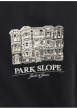 Thumbnail T-shirt en coton noir uni avec un building et une coupe droite à col rond - Image 6