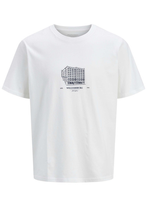 T-shirt en coton blanc uni avec un col rond et une coupe droite