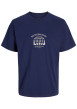Thumbnail T-shirt en coton bleu uni avec un col rond et une coupe droite