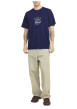 Thumbnail T-shirt en coton bleu uni avec un col rond et une coupe droite - Image 2