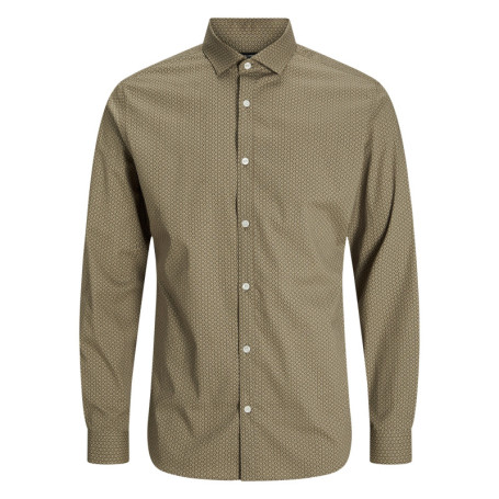 Chemise camel à motif en coton avec une coupe...