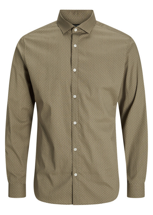 Chemise Premium coton avec manches longues et col français camel