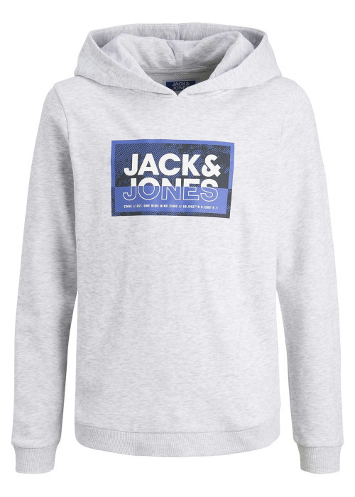 Sweat à capuche gris clair imprimé en coton mélangé avec une coupe droite