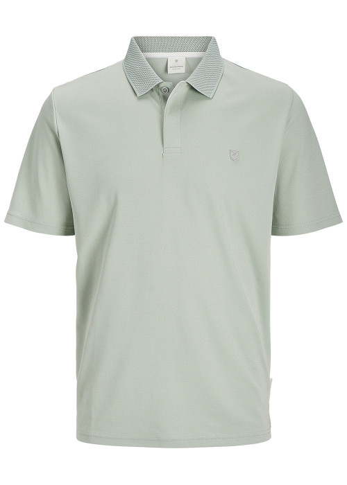 Polo vert d'eau uni à coupe droite avec col à revers boutonné et manches courtes