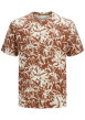 Thumbnail T-shirt en coton rouille imprimé à motif floral avec coupe droite et col rond