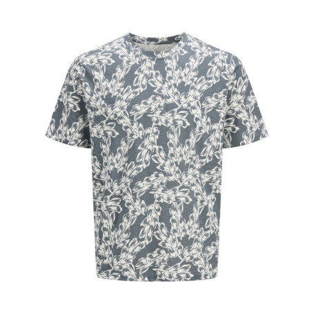 T-shirt manches courtes en coton bleu imprimé à...