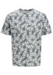 Thumbnail T-shirt manches courtes en coton bleu imprimé à motif floral avec un col rond