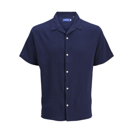 Chemise manches courtes marine unie en coton...