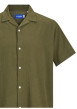 Thumbnail Chemise en coton baki unie à coupe droite avec col resort et manches courtes - Image 2
