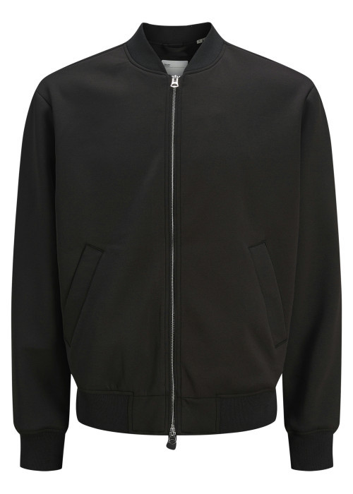 Bomber noir uni à coupe ajustée avec fermeture...