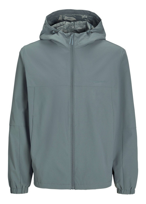 Blouson coupe vent bleu uni à coupe ajustée avec col à capuche