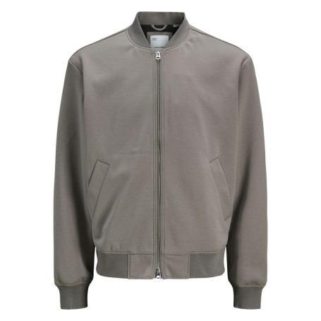 Bomber gris uni à coupe ajustée avec 2 poches...