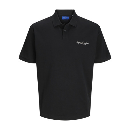 Polo en coton noir en maille piquée à coupe...