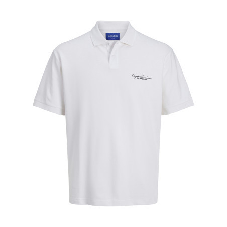 Polo Jack & Jones coton avec manches courtes et col à revers blanc maille piquée