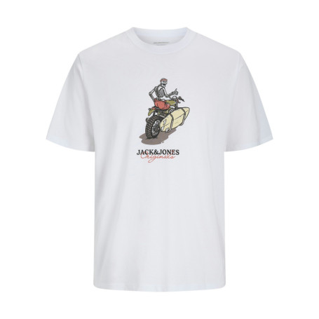 T-shirt en coton blanc imprimé moto à coupe...
