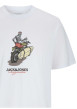 Thumbnail T-shirt en coton blanc imprimé moto à coupe regular et un col rond - Image 2