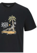Thumbnail T-shirt manches courtes en coton noir imprimé plage à col rond et coupe regular - Image 2