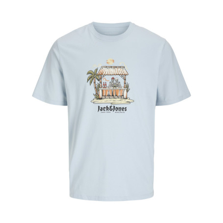 T-shirt bleu ciel imprimé plage en coton avec...