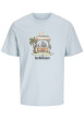 Thumbnail T-shirt bleu ciel imprimé plage en coton avec coupe regular et un col rond
