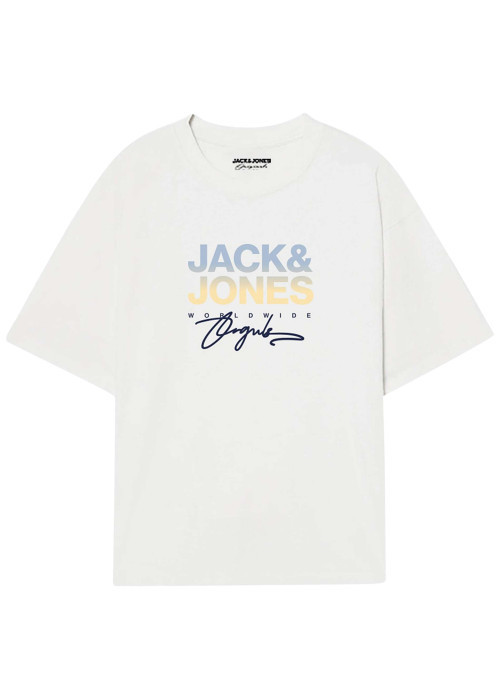 T-shirt en coton blanc avec logo imprimé, coupe regular et col rond