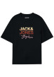 Thumbnail T-shirt noir en coton avec logo imprimé, col rond et manches courtes