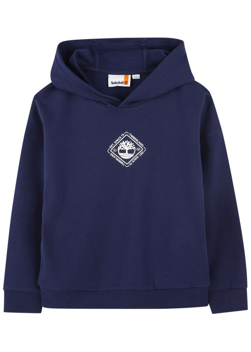 Sweat à capuche en coton marine à coupe ample avec col à capuche et logo blanc