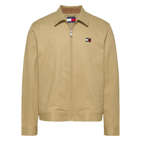 Blouson en coton biologique beige uni à coupe...