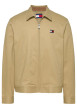 Thumbnail Blouson en coton biologique beige uni à coupe droite, col à revers et zippé