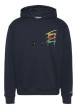 Thumbnail Sweat en coton régénératif marine à imprimé signature, coupe droite et à capuche