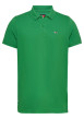 Thumbnail Polo en coton régénératif vert uni à coupe droite, col boutonné et logo brodé