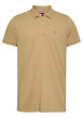 Thumbnail Polo en coton régénératif beige uni droit avec col polo et logo à la poitrine