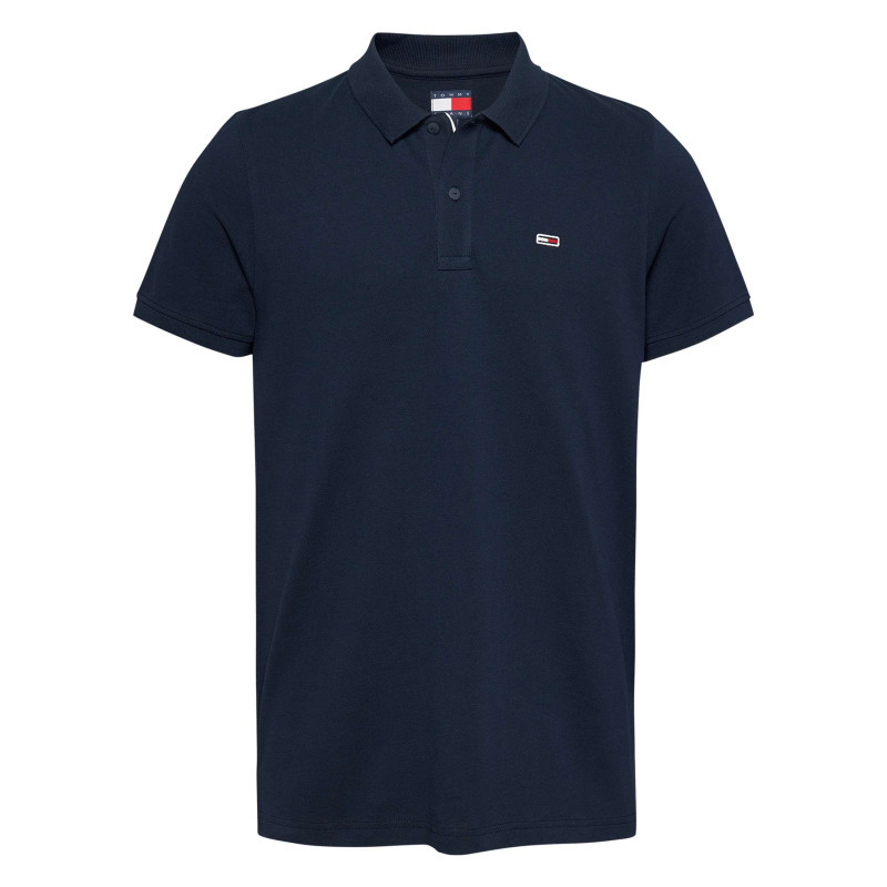 Tommy Jeans - Polo En Coton Régénératif Marine Uni Droit Avec Un Col Boutonné - Marine