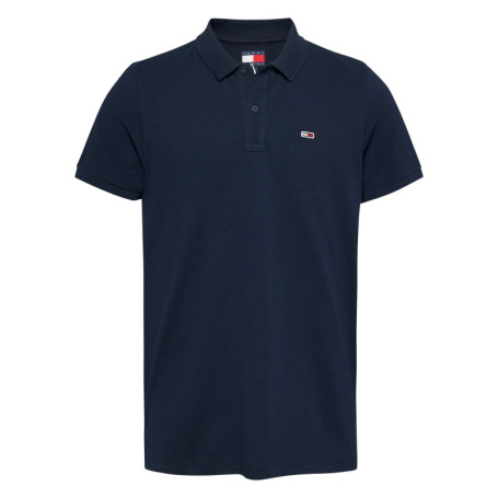 Polo en coton régénératif marine uni droit avec...