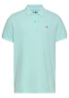 Thumbnail Polo en coton régénératif turquoise uni droit à col boutonné ton sur ton