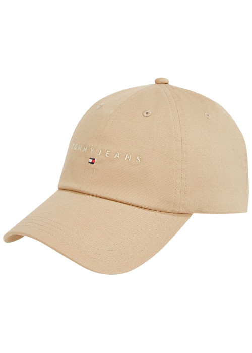 Casquette en coton biologique beige unie avec bandes auto-agrippantes