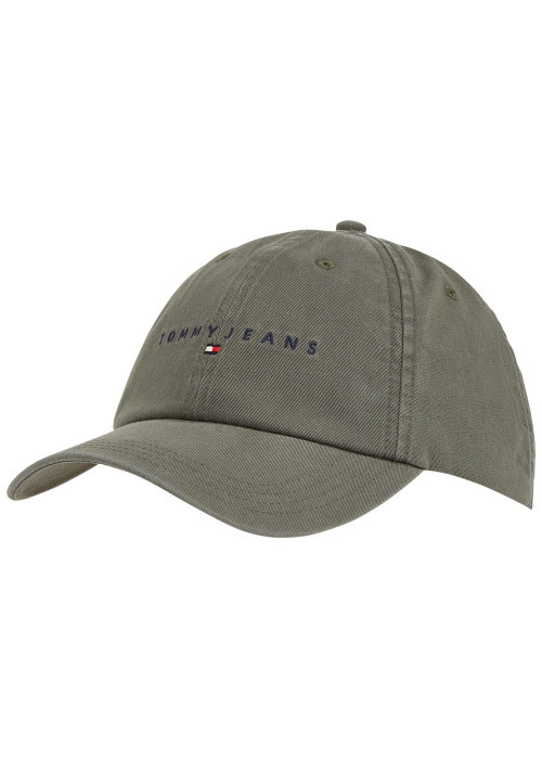 Casquette en coton biologique kaki unie avec oeillets et bande auto-agrippante