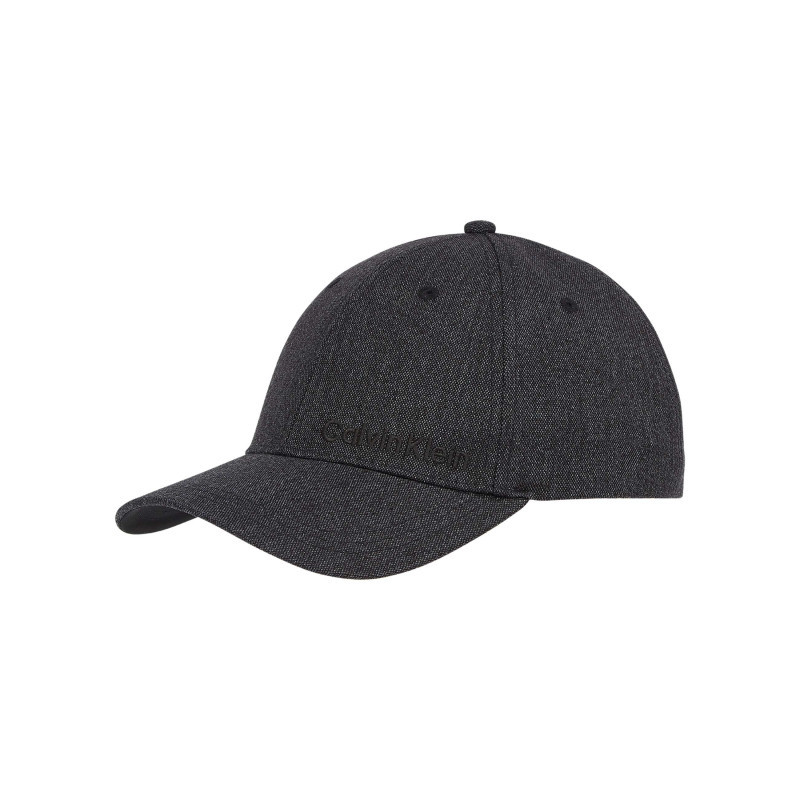 Calvin Klein Jeans - Casquette Strapback En Lin Mélangé Noire Unie Avec Le Nom De La Marque - Noire Calvin Klein Jeans - Casquette Strapback En Lin Mélangé Noire Unie Avec Le Nom De La Marque - Noire