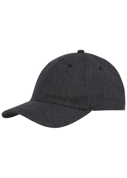 Casquette strapback en lin mélangé noire unie avec le nom de la marque
