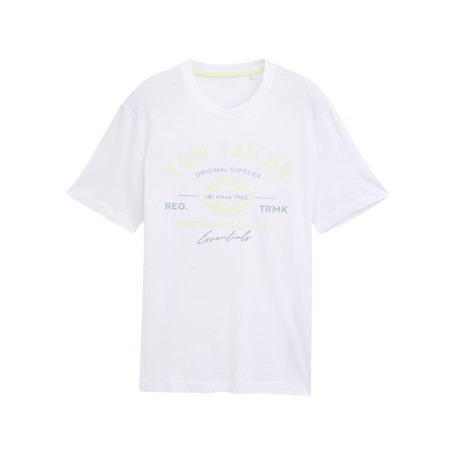 T-shirt en coton blanc avec logo imprimé fluo à...