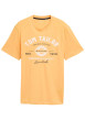 Thumbnail T-shirt orange en coton avec logo blanc imprimé à col rond et manches courtes