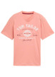 Thumbnail T-shirt manches courtes rose en coton avec logo blanc imprimé à coupe regular