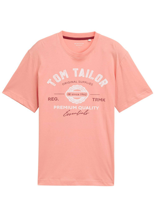 T-shirt manches courtes rose en coton avec logo blanc imprimé à coupe regular