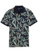 Thumbnail Polo en coton marine et vert à motif floral avec coupe droite et manches courtes