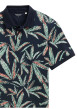 Thumbnail Polo en coton marine et vert à motif floral avec coupe droite et manches courtes - Image 2