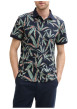 Thumbnail Polo en coton marine et vert à motif floral avec coupe droite et manches courtes - Image 3
