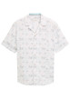 Thumbnail Chemise manches courtes blanche avec motif palmiers à coupe droite et col cubain