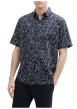 Thumbnail Chemise marine à motif floral blanc avec coupe regular et à manches courtes