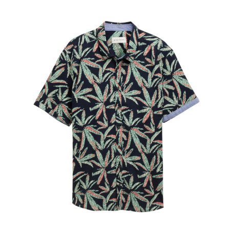 Chemise en coton marine et verte à motif...