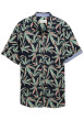 Thumbnail Chemise en coton marine et verte à motif floral, coupe droite et col à revers