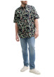 Thumbnail Chemise en coton marine et verte à motif floral, coupe droite et col à revers - Image 2
